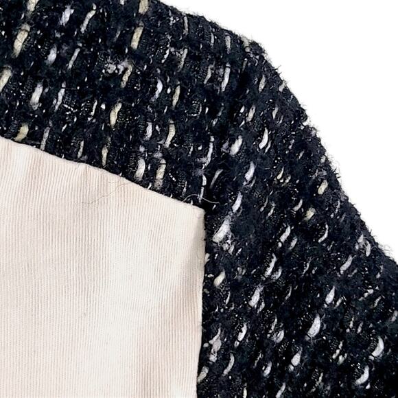 J. Crew Women's Blouse Cream Medium Black Tweed Sleeves Coquette Minimalism - Picture 6 of 7